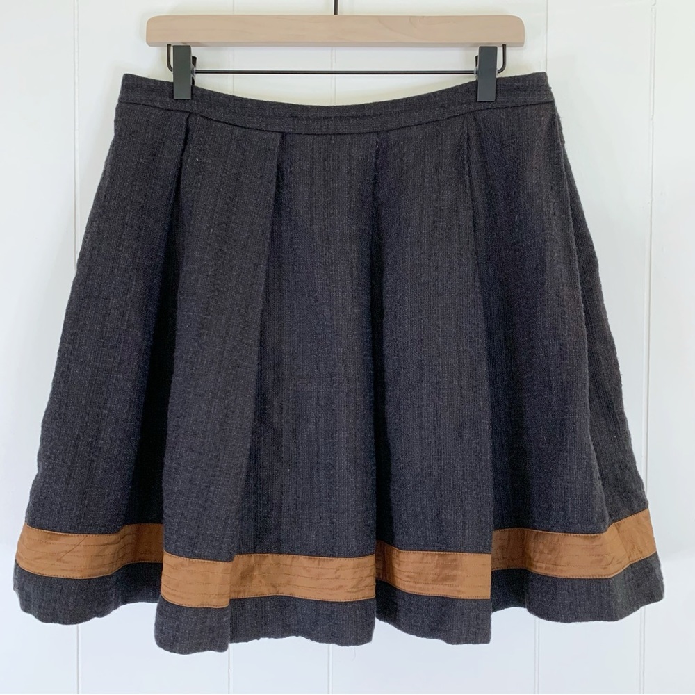 Tocca Grey Wool/Linen Blend Pleated Skirt 8